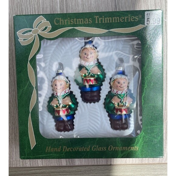 Vintage Christmas Trimmeries  glass ornaments Hand Decorated Drummer Boy - Picture 8 of 10